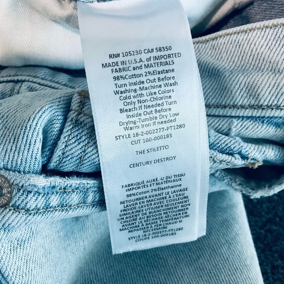 CURRENT ELLIOTT Size 27 HIgh Waist Stiletto Century Destroy Jeans Light Blue EUC - Picture 7 of 7